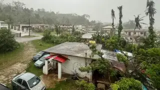 Getty Images This picture shows a general view of a residential area as rain falls ahead of the arrival of the forecasted Super Typhoon Bavi in Saipan, Northern Mariana Islands, on July 5, 2026.