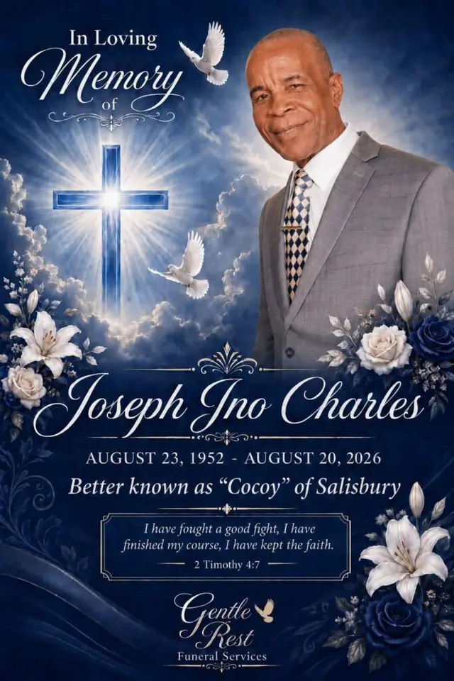 Image 1 accompanying “We announce the death of Joseph Jno Charles, better known as “Cocoy” of Salisbury, who passed away on August 20, 2026. He was 73 years old.”